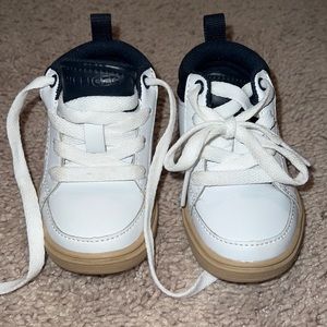 Tommy Hilfiger Baby White Sneakers with Navy Collar and Tan Sole - Size 5